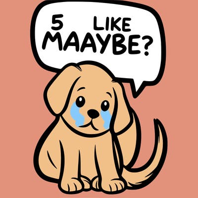 a puppy that says 5 like maybe
