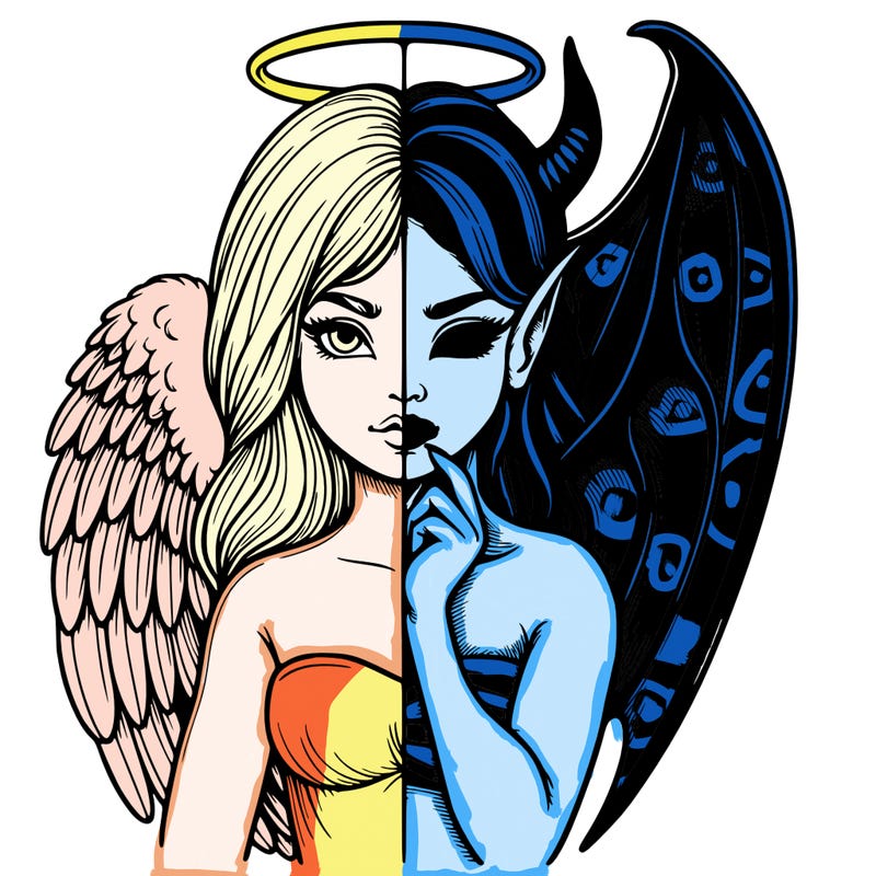 realistic angel half demon