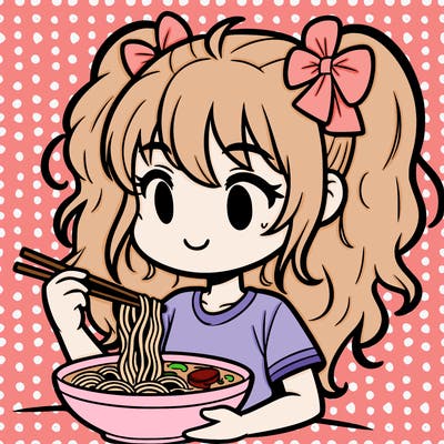 a girl eating ramen