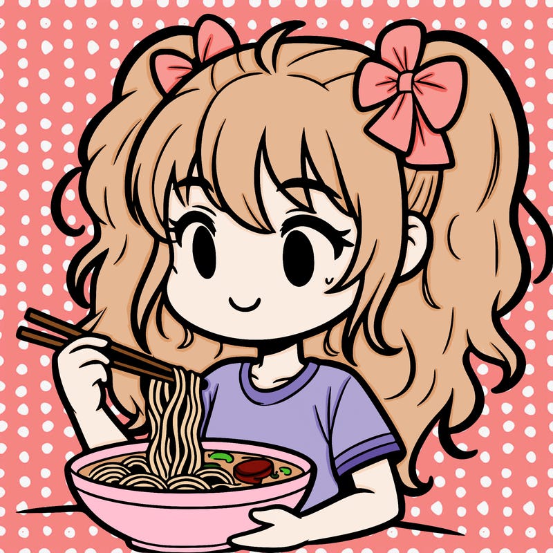 a girl eating ramen