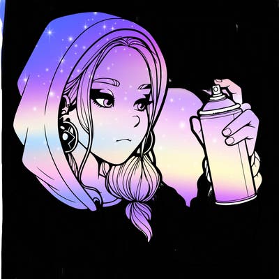 a realistic girl, spray painting