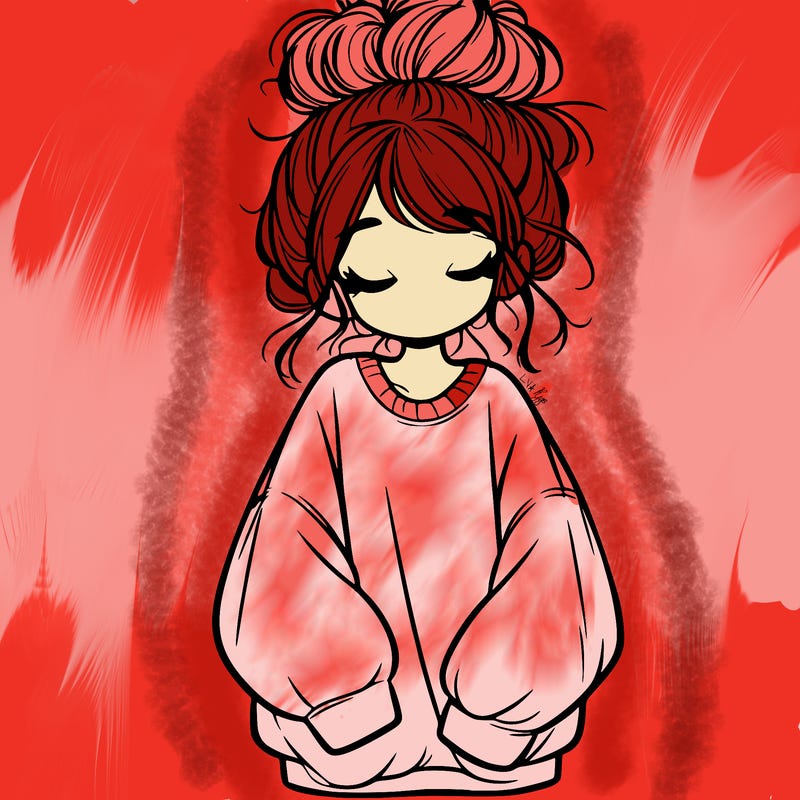 girl with baggy sweatshirt and messy bun