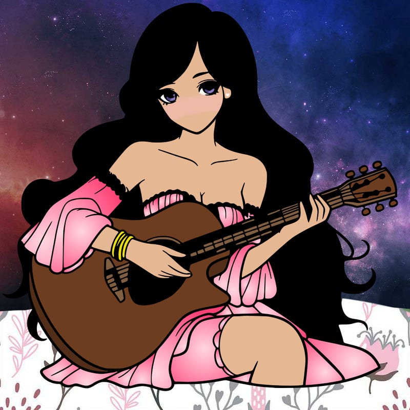 beautiful girl playing the guitar