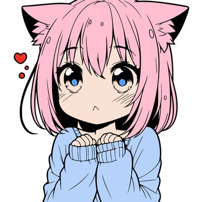 shy anime catgirl