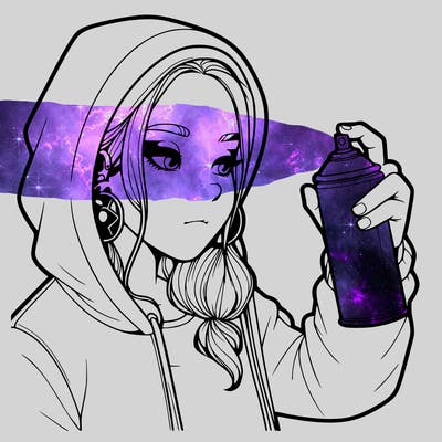 a realistic girl, spray painting