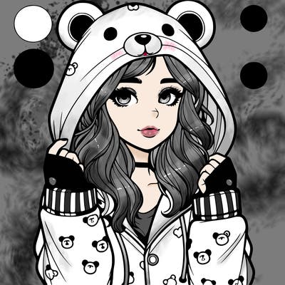 realistic girl in a animal pjs hoodie