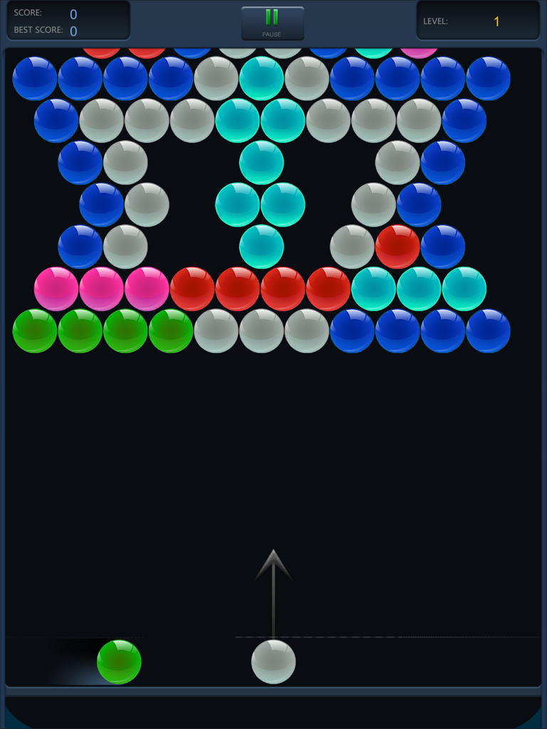 Bubble Shooter HD - Plateau de jeu de tir à bulles classique avec des bulles colorées sur un écran d'iPad