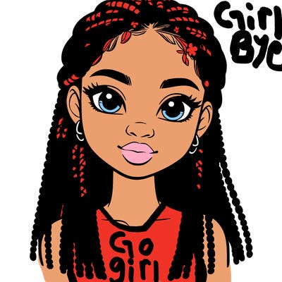 a realistic black girl with braids
