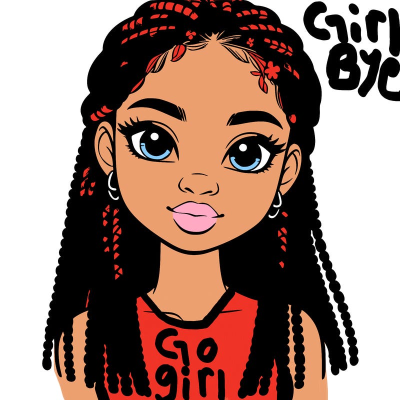 a realistic black girl with braids