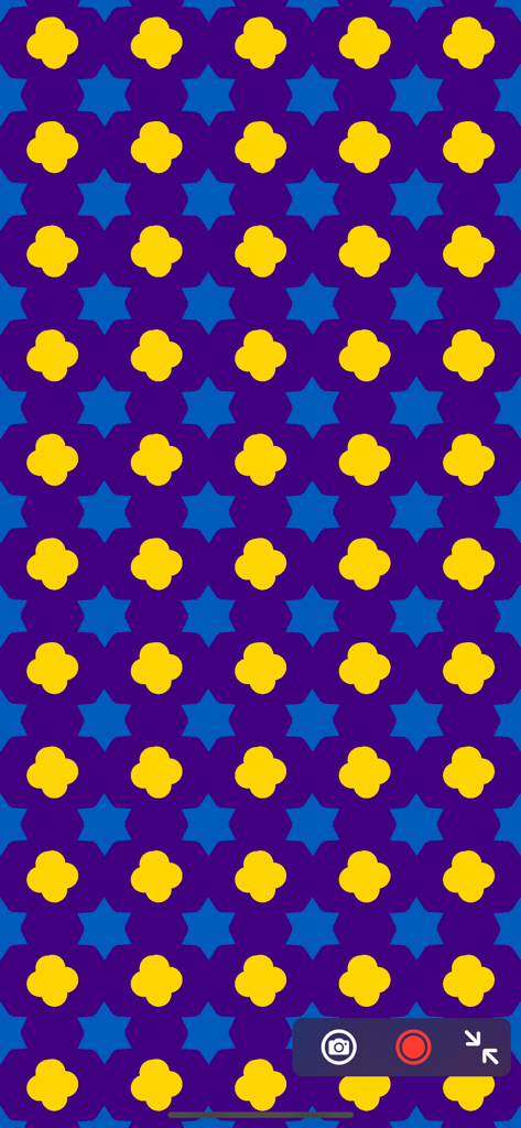 Shaderly - GLSL Shader Editor - Um padrão geométrico colorido de trevos amarelos e estrelas azuis criado com o editor de shader GLSL Shaderly.