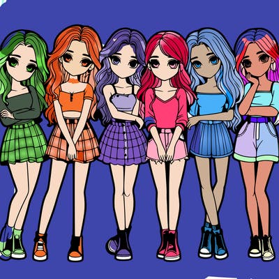 a group of girls realistic