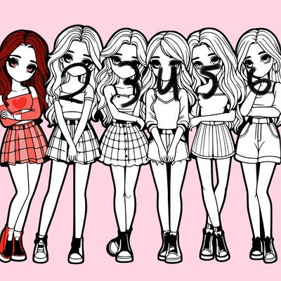 a group of girls realistic