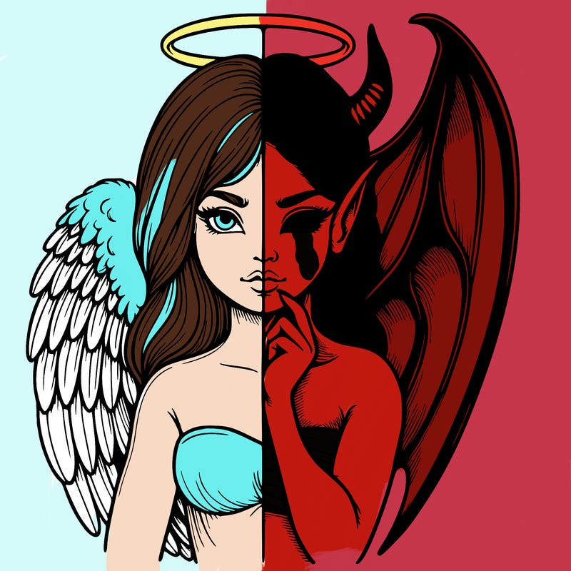 realistic angel half demon