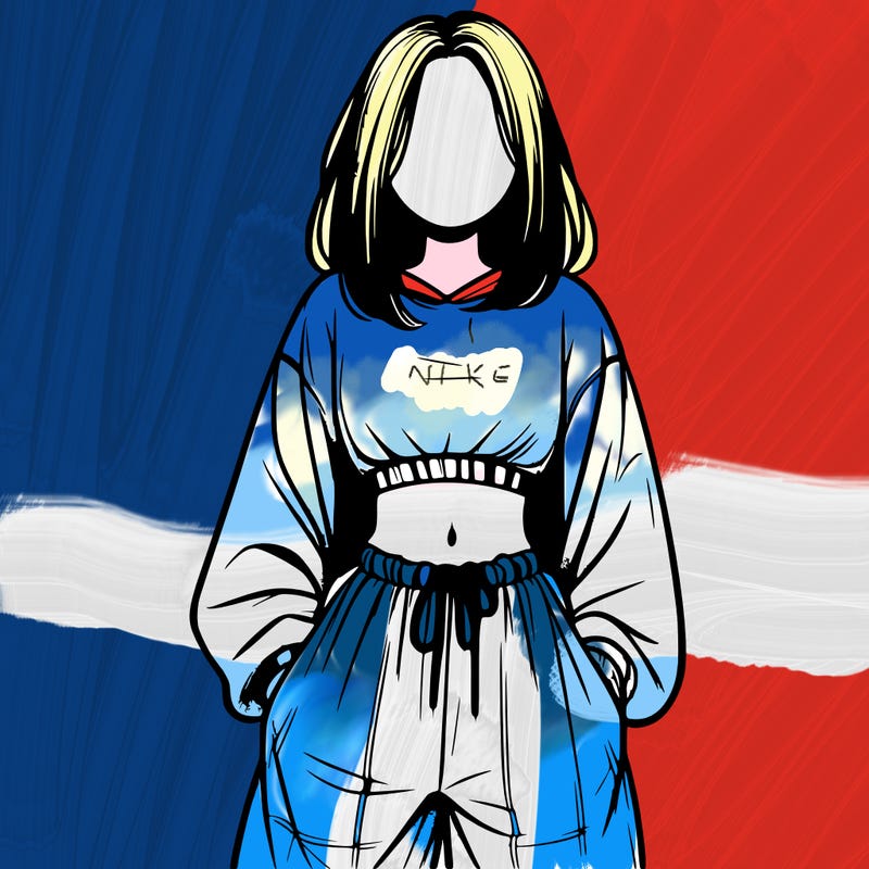 realistic girl faceless with baggy pants and a crop top