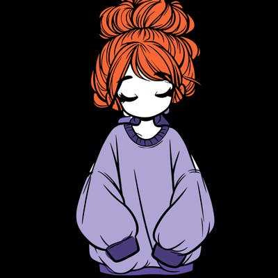 girl with baggy sweatshirt and messy bun