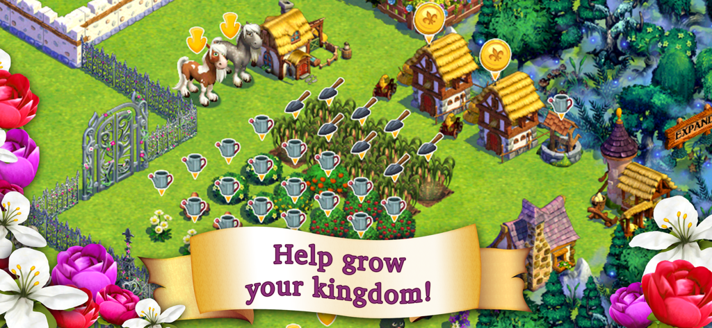 Castle Story™ - Gameplay-Screenshot von Castle Story, der zeigt, wie Spieler Feldfrüchte anbauen und ein Fantasy-Königreich bauen.