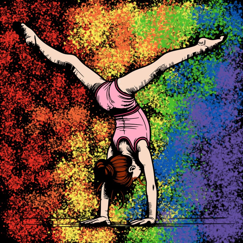 realistic gymnastic hand stand girl in four splits