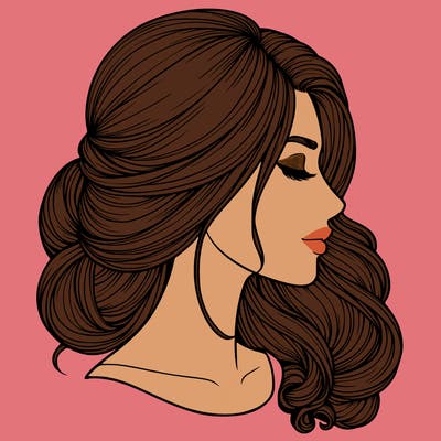 realistic woman's head & hair