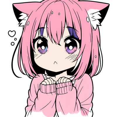 shy anime catgirl