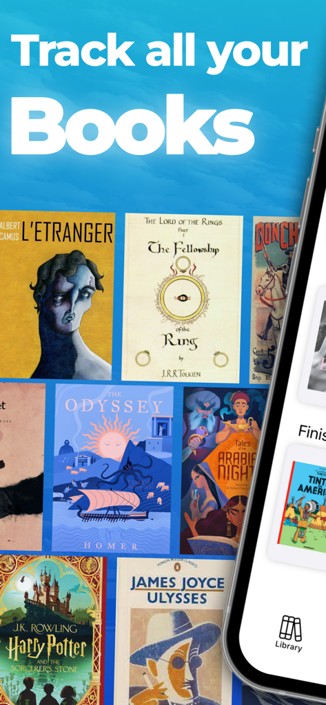 Book Tracker : all your books - Book Tracker app interface displaying a library of books to track