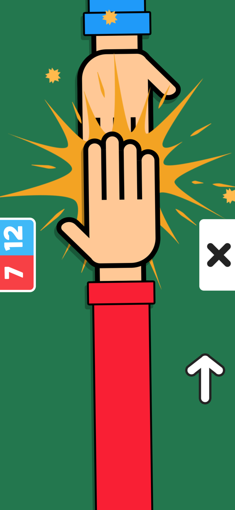 Two Player Game: 1v1 Challenge - Screenshot del mini-gioco schiaffo con la mano da Gioco per due Sfida 1v1 che mostra una competizione tra mano rossa e blu.