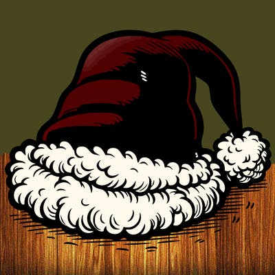 detailed santa hat on the floor