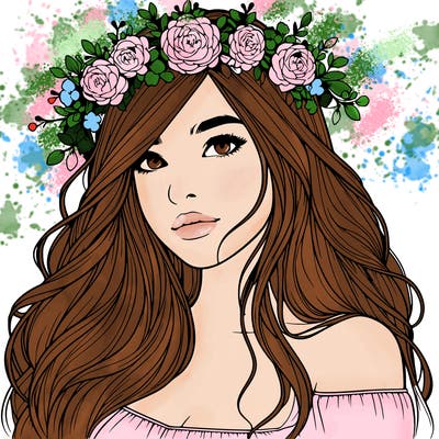 realistic girl with flower crown