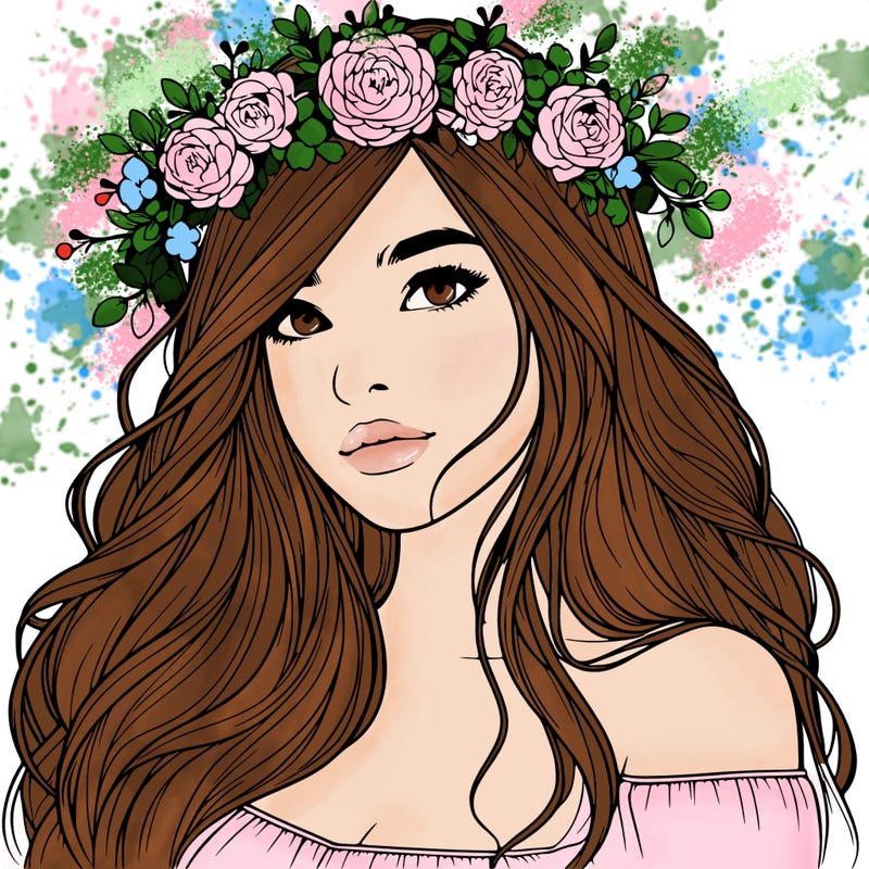 realistic girl with flower crown