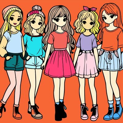 a group of five girls