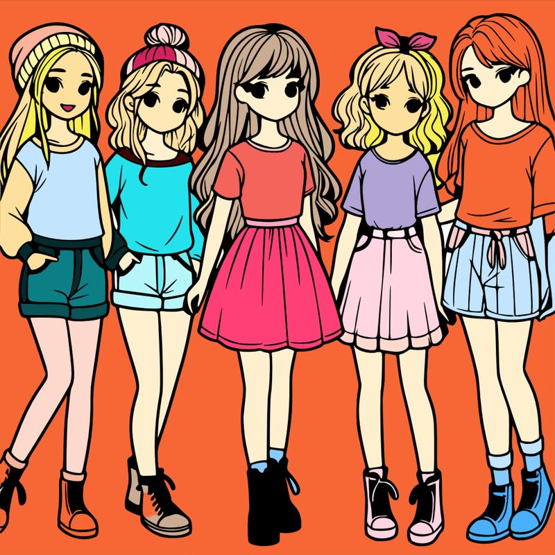 a group of five girls