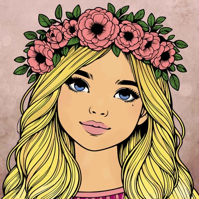 realistic girl with flower crown