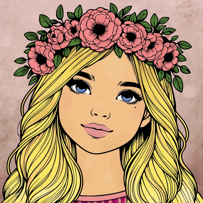 realistic girl with flower crown