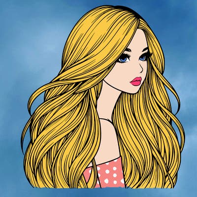 realistic girl with long realistic hair