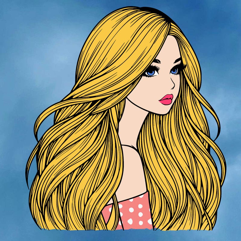 realistic girl with long realistic hair