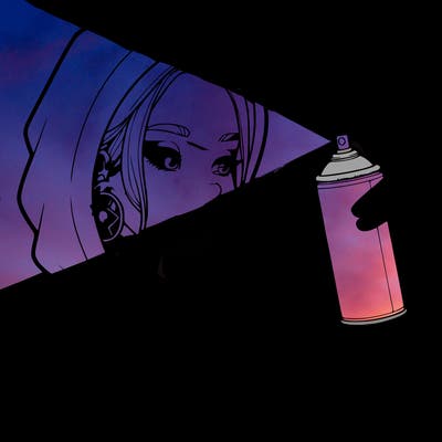 a realistic girl, spray painting