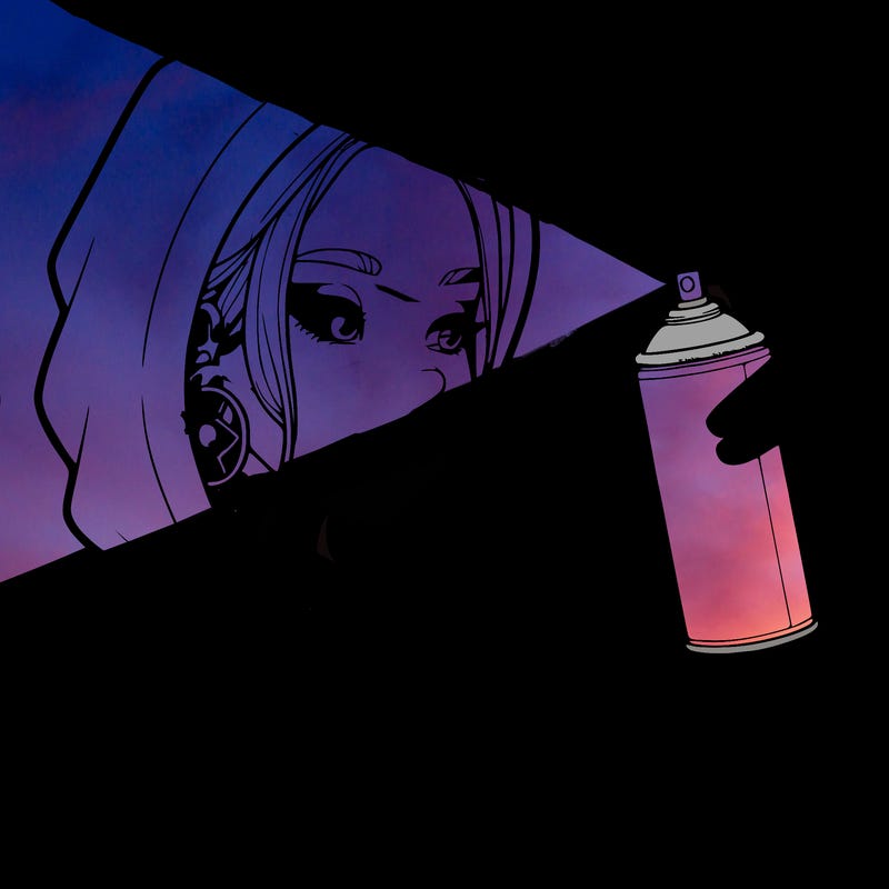 a realistic girl, spray painting