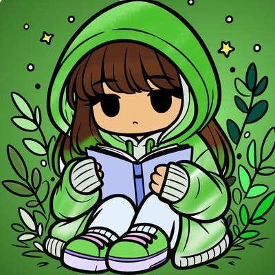 girl in oversized hoodie reading a book
