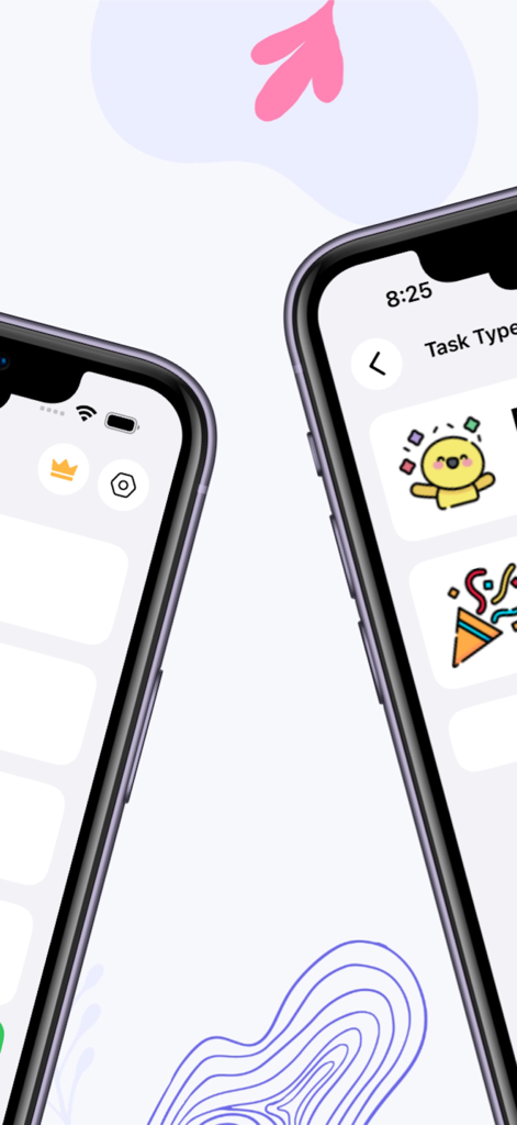Spin Game - Random Task - User interface of the Spin Game app displaying different task types with fun icons on mobile screens