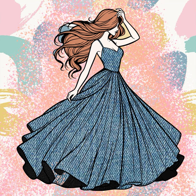 realistic woman with dress flowing in the wind