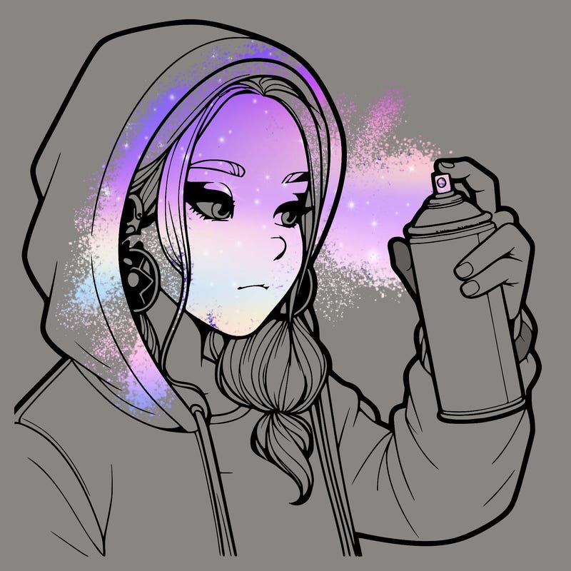 a realistic girl, spray painting