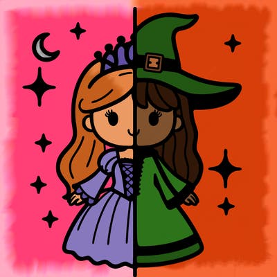 split princess and witch