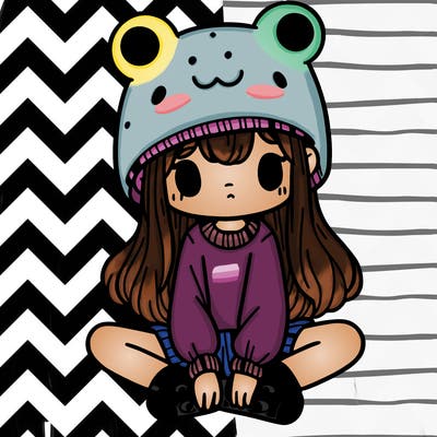 a girl wearing a frog hat and some frog socks