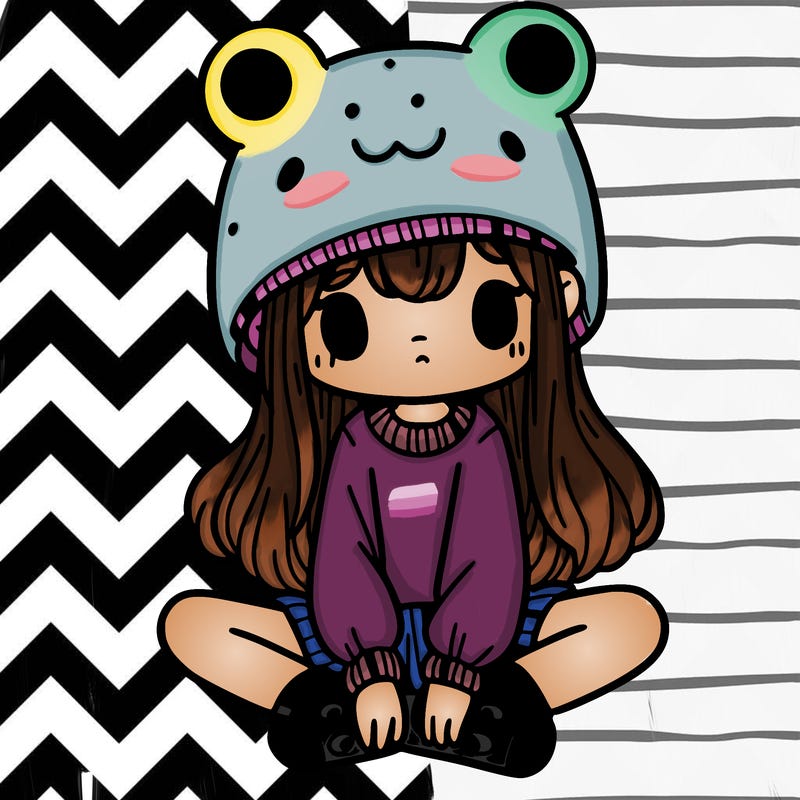 a girl wearing a frog hat and some frog socks