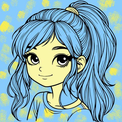 realistic girl with ponytail