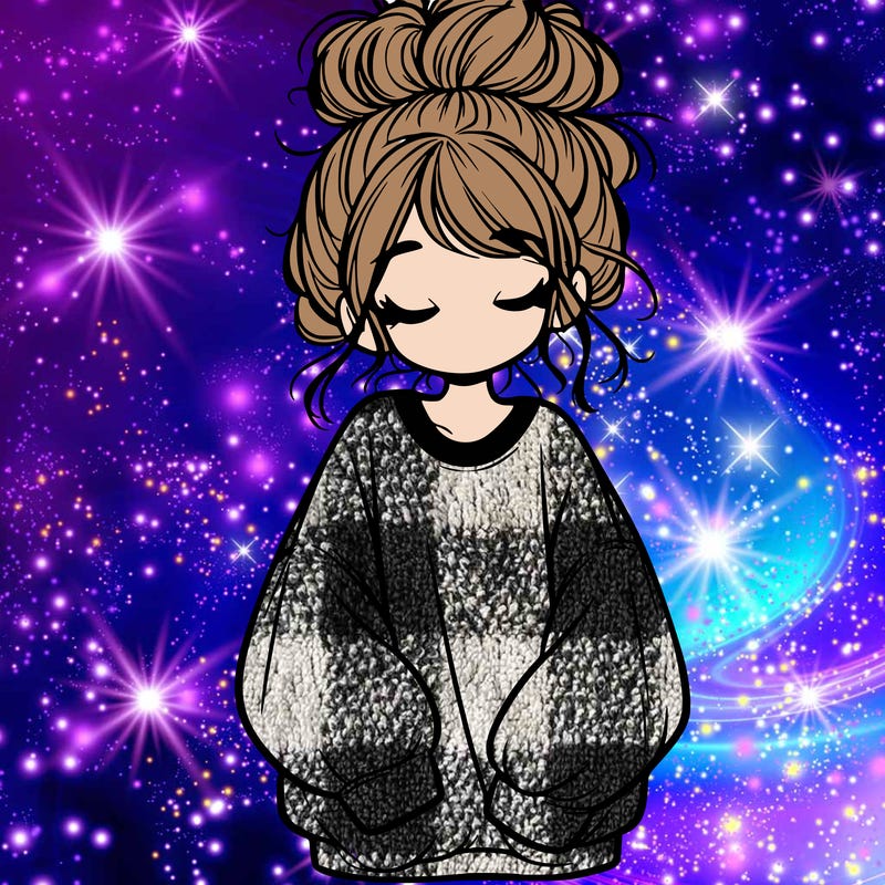 girl with baggy sweatshirt and messy bun