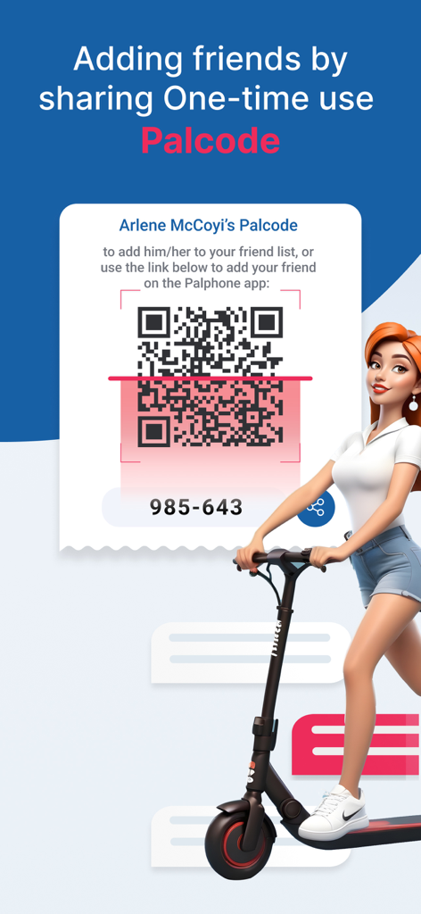 Palphone - Adding friends anonymously on Palphone by sharing a one time use QR Palcode