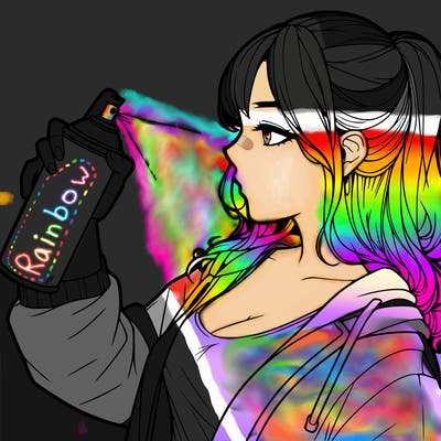 a realistic girl spray, painting