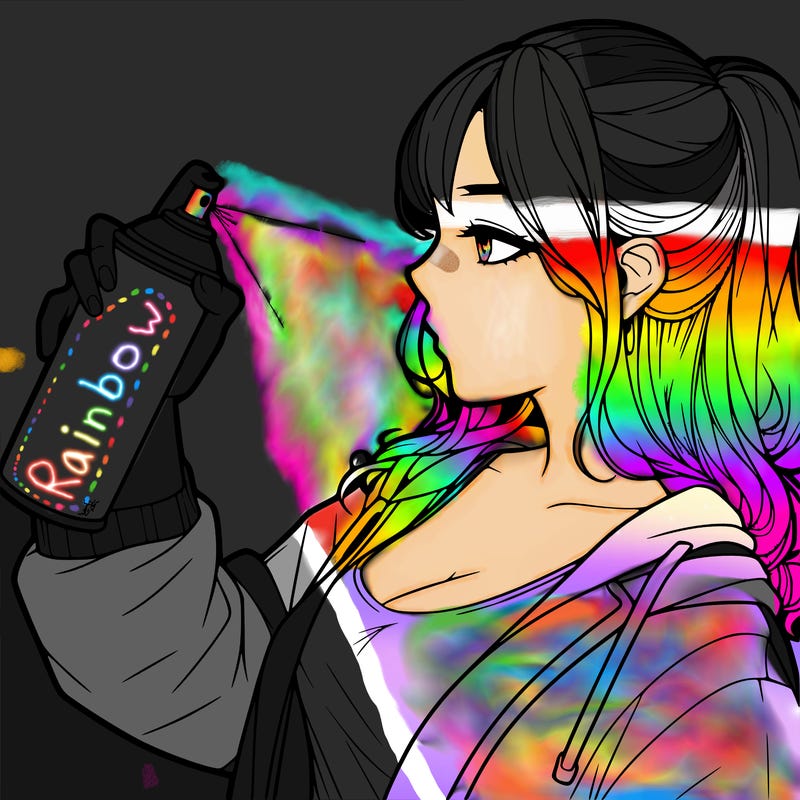 a realistic girl spray, painting