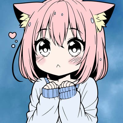shy anime catgirl