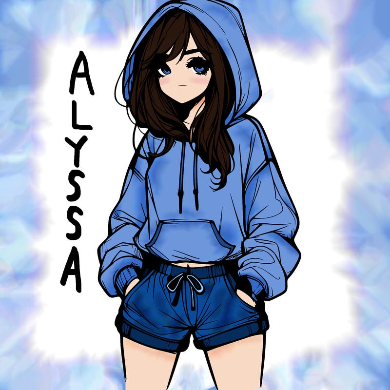 realistic girl in shorts and hoodie